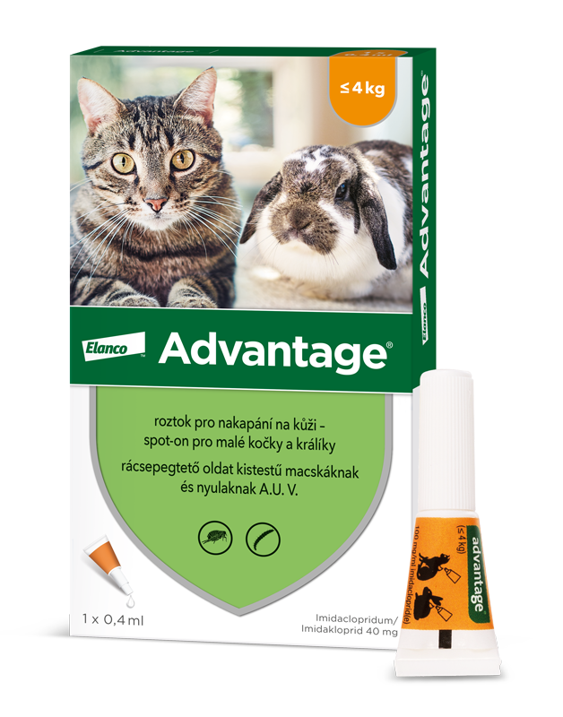 Advantage 40 mg roztok pro nakapání na kůži – spot-on pro malé kočky a králíky