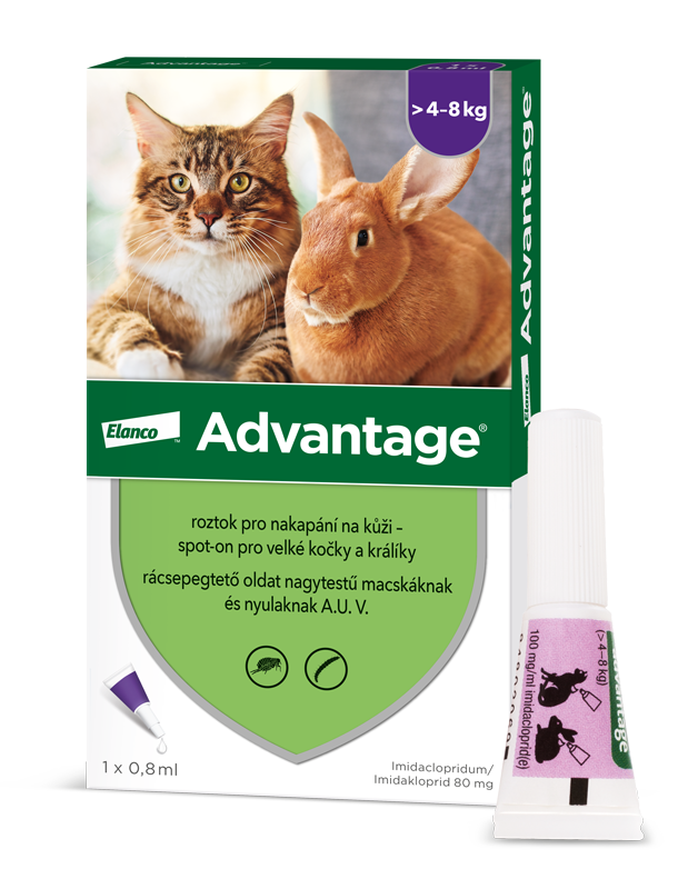 Advantage 80 mg roztok pro nakapání na kůži – spot-on pro velké kočky a králíky