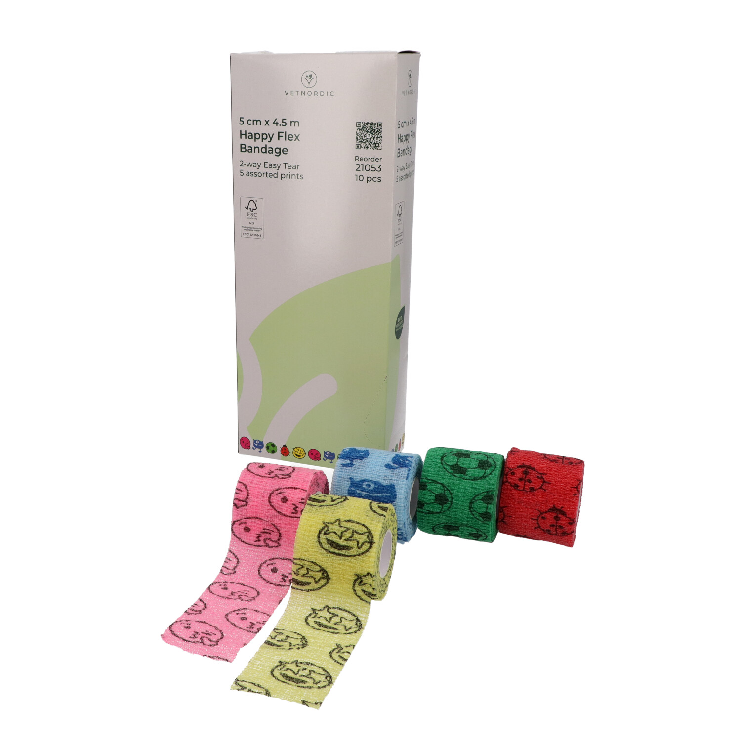 Elastické kohezivní obinadlo/bandáž, coban, snadné trhání oběma směry